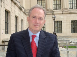 Photo by Michelle Dryden Jim Hooker stands in front of New Jersey statehouse recently as the is a former news anchorman of NJN, the previous public television station in New Jersey. He speaks about how he handle the demise of the former station and what he is doing for employment now.