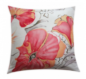 Printed and embroidered on silk this exclusive limited edition handmade Persian inspired collection of floral decorative pillow cover is pure luxury. In hues of pink, orange and cream white, this pillow features a hidden zipper closure.